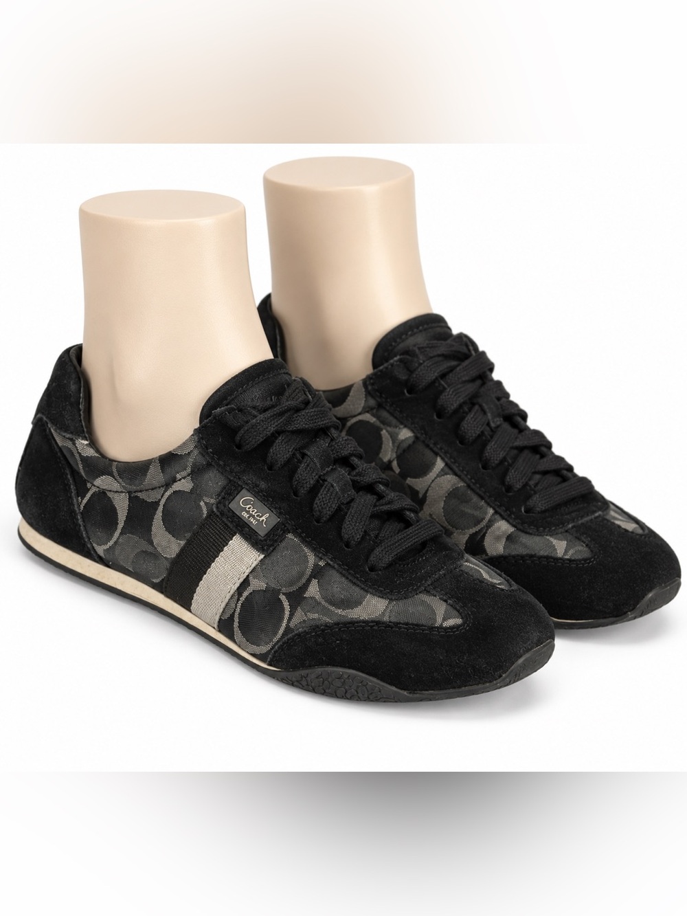 Coach Kinsley Sneakers Women’s 6M Black Gray Signature Canvas Low Top